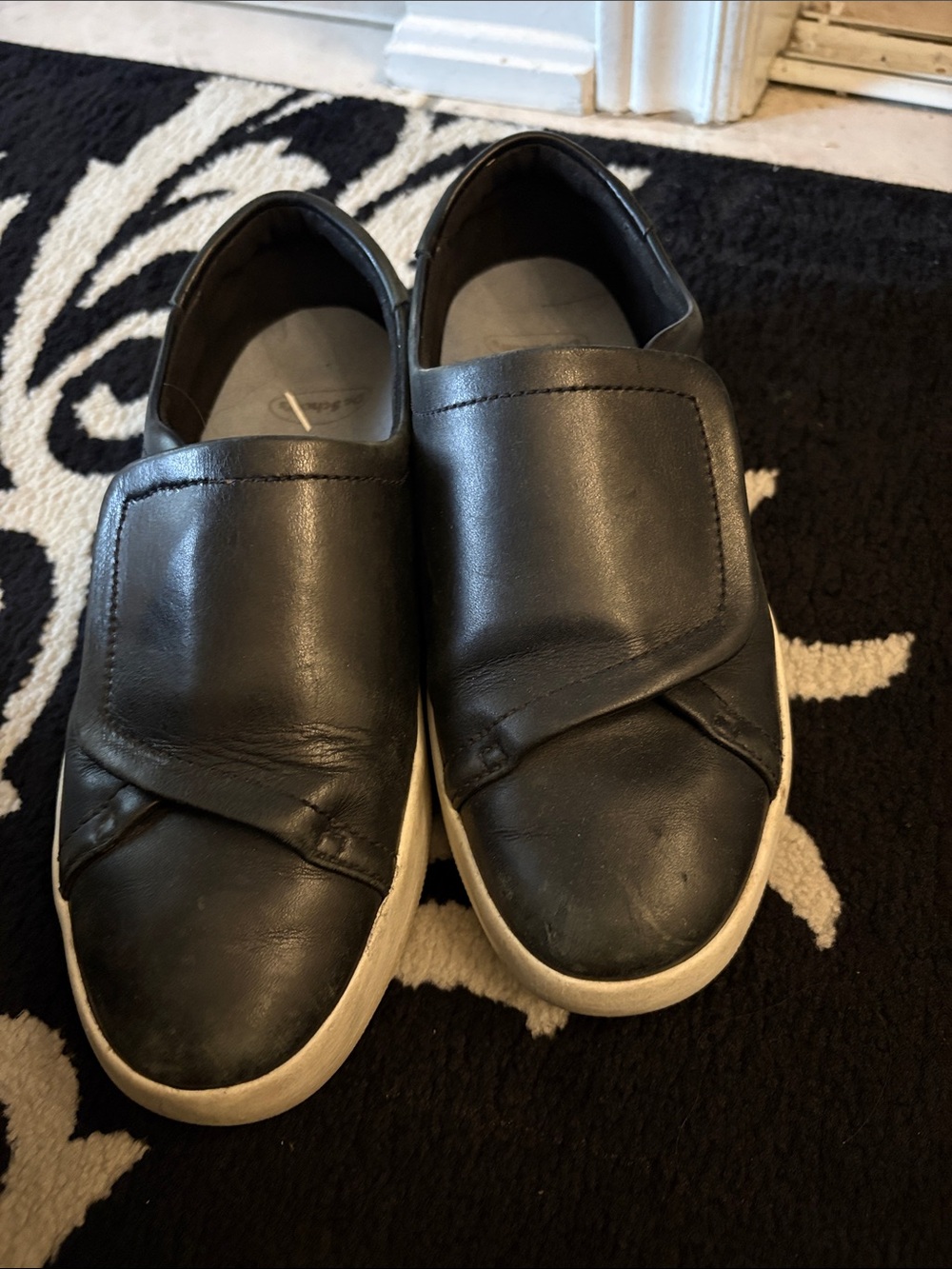 Cole Haan Leather Black Slip-On Sneakers-Velcro adjustable strap sz7 fit